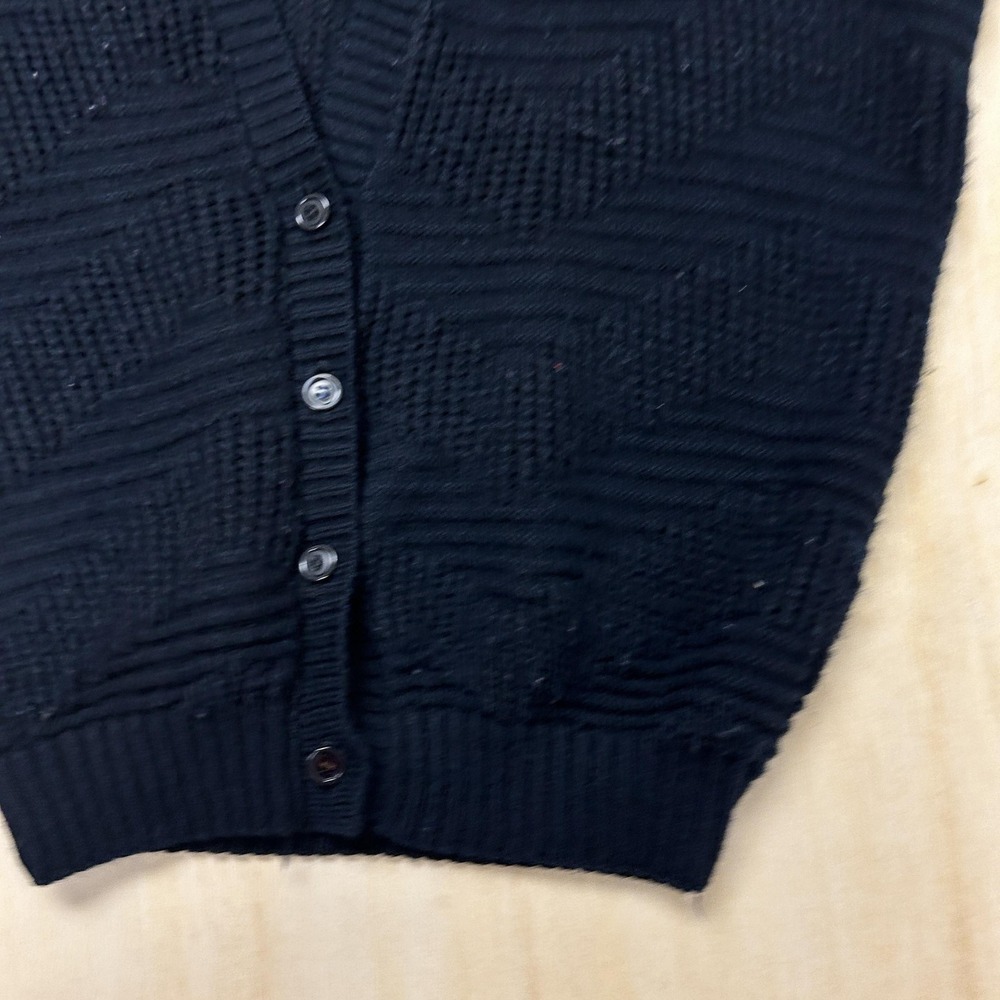 Vintage Sweater Vest Womens Medium Navy V Neck Tight-Knit Button Top - Picture 2 of 6